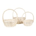 Clayre & Eef Cesto per riporre set di 3 Ø 33 / Ø 27 / Ø 22 cm Beige Rattan