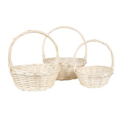 Clayre & Eef Aufbewahrungskorb 3er Set Ø 33 / Ø 27 / Ø 22 cm Beige Rattan