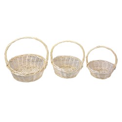 Clayre & Eef Aufbewahrungskorb 3er Set Ø 33 / Ø 27 / Ø 22 cm Beige Rattan