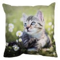 Clayre & Eef Cushion Cover 45x45 cm Green Polyester Cat