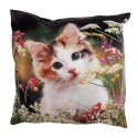 Clayre & Eef Kussenhoes 45x45 cm Groen Beige Polyester Kat