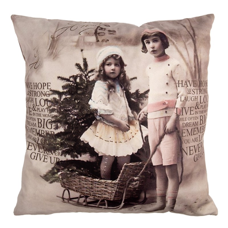 Clayre & Eef Cushion Cover 45x45 cm Beige Polyester Children