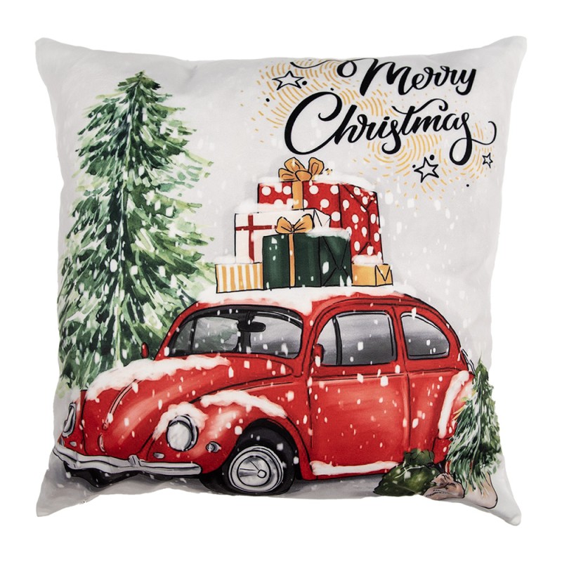 Clayre & Eef Kissenbezug 45x45 cm Beige Polyester Weihnachtsbaum