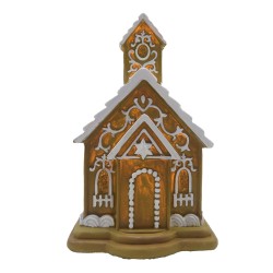 Clayre & Eef Gingerbread house met LED 9x9x14 cm Bruin Kunststof