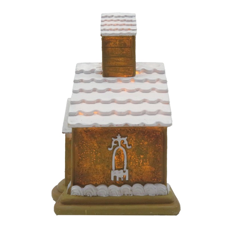 Clayre & Eef Gingerbread house met LED 9x9x14 cm Bruin Kunststof