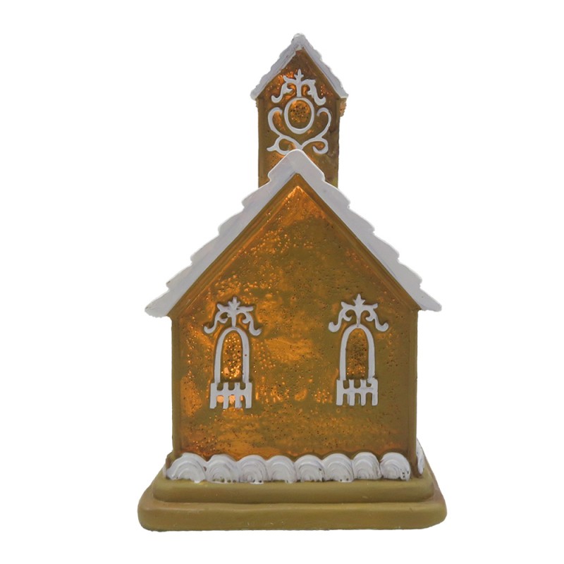 Clayre & Eef Gingerbread house met LED 9x9x14 cm Bruin Kunststof