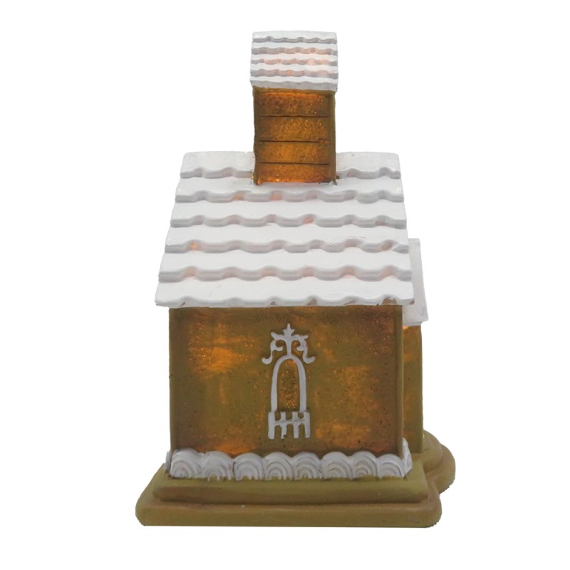 Clayre & Eef Gingerbread house with LED 9x9x14 cm Brown Plastic