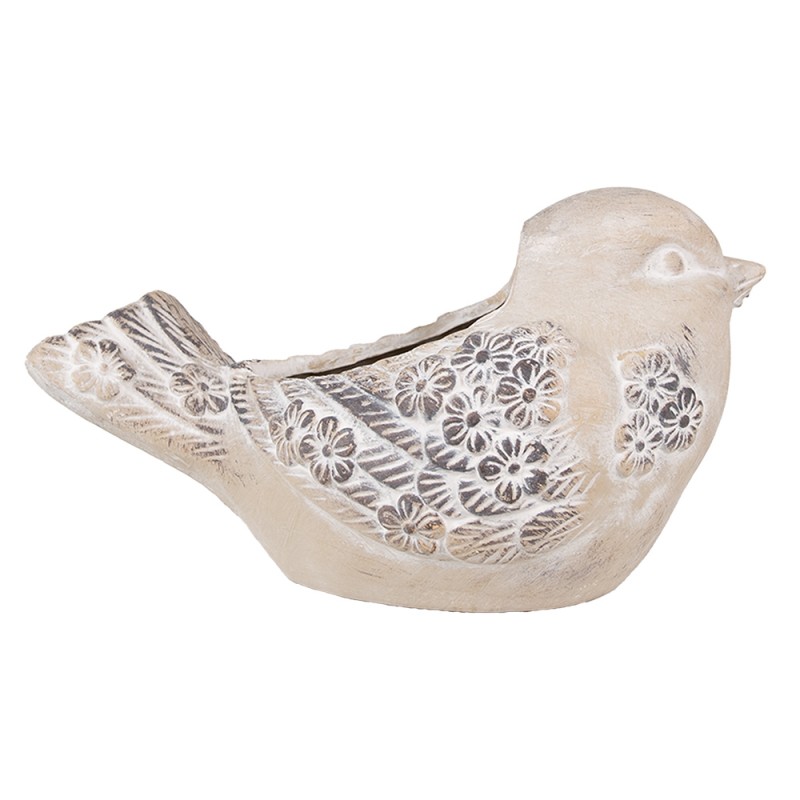 Clayre & Eef Planter Bird 25x14x14 cm Beige Stone