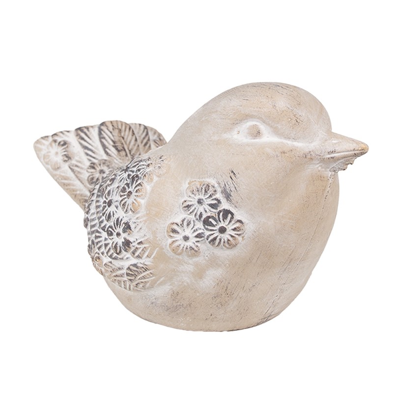 Clayre & Eef Blumentopf Vogel 25x14x14 cm Beige Stein