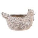 Clayre & Eef Blumentopf Huhn 21x14x13 cm Beige Stein