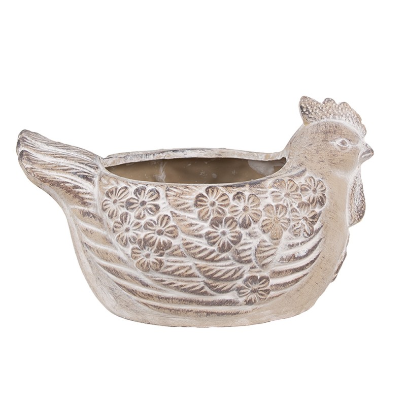 Clayre & Eef Fioriera Pollo 21x14x13 cm Beige Pietra