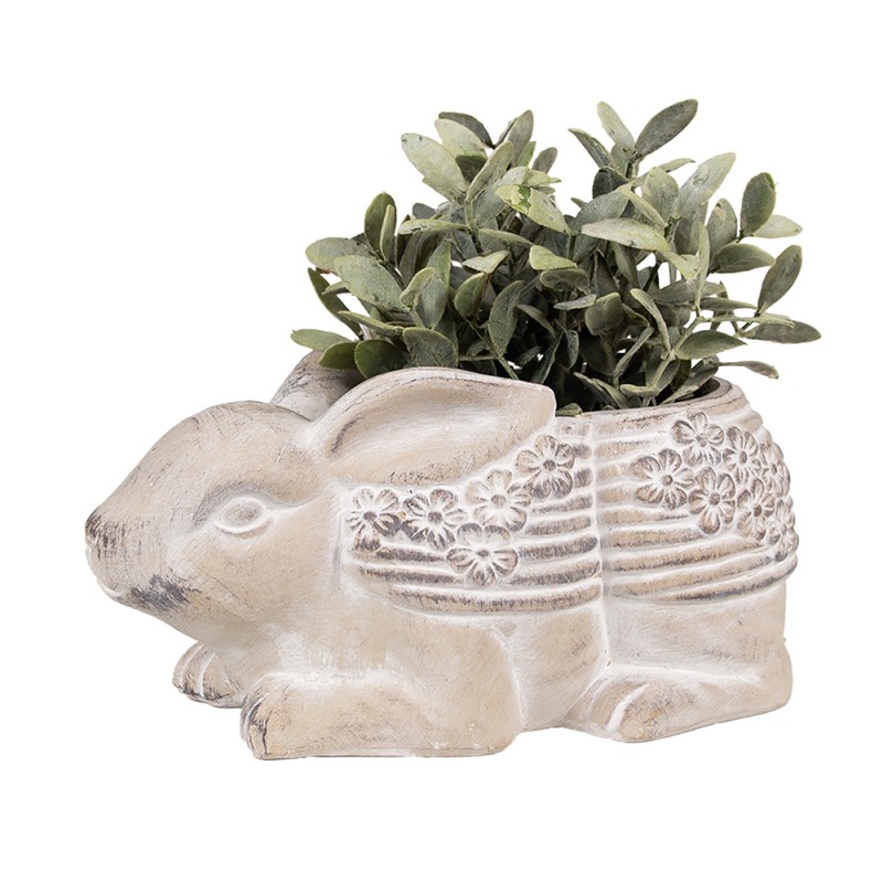 Clayre & Eef Planter Rabbit 30x17x13 cm Beige Stone