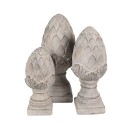 Clayre & Eef Decoratie Beeld Dennenappel Ø 17x39 cm Grijs Steen