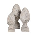 Clayre & Eef Decoratie Beeld Dennenappel Ø 14x33 cm Grijs Steen