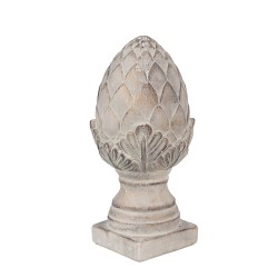 Clayre & Eef Decoratie Beeld Dennenappel Ø 12x26 cm Grijs Steen