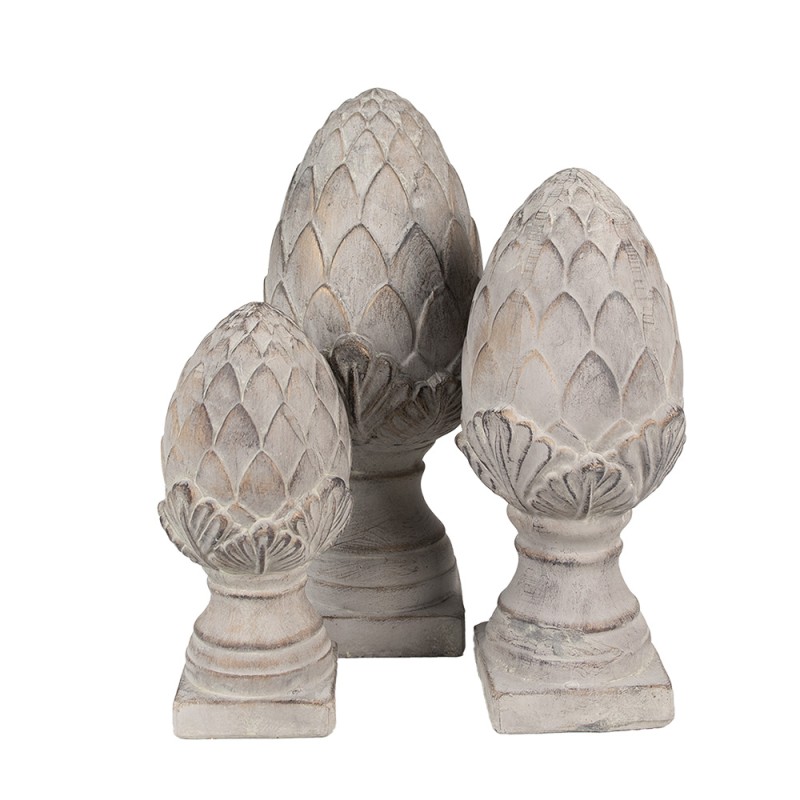 Clayre & Eef Decorative Figurine Pinecone Ø 12x26 cm Grey Stone