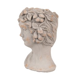 Clayre & Eef Bloempot Vrouw 22x20x30 cm Grijs Steen