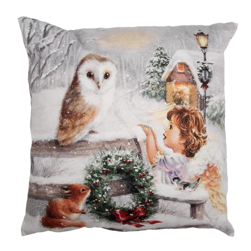 Clayre & Eef Cushion Cover 45x45 cm Beige Polyester Christmas