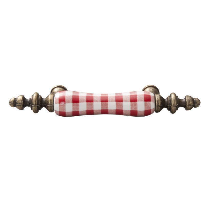 Clayre & Eef Handgreep  set van 6 stuks  12 cm Rood Keramiek Handgreep Keuken