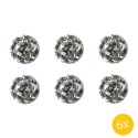 Clayre & Eef Deurknop  set van 6 stuks  Ø 3 cm Transparant Ijzer Glas Rond Diamant Meubelknop