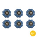 Clayre & Eef Deurknop  set van 6 stuks  Ø 3 cm Blauw Bruin Keramiek Meubelknop