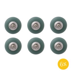 Clayre & Eef Deurknop  set van 6 stuks  Ø 4 cm Groen Keramiek Rond Meubelknop