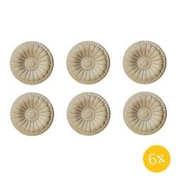 Clayre & Eef Deurknop  set van 6 stuks  Ø 4 cm Beige Keramiek Rond Bloem Meubelknop