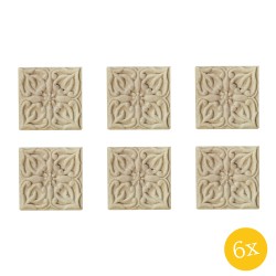 Clayre & Eef Deurknop  set van 6 stuks  4x4 cm Beige Keramiek Vierkant Meubelknop