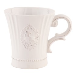 Clayre & Eef Mok  set van 6 stuks  300 ml Wit Keramiek Rond Koffiemok