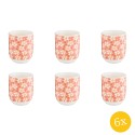 Clayre & Eef Mok  set van 6 stuks  100 ml Roze Porselein Rond Bloemen Theemok