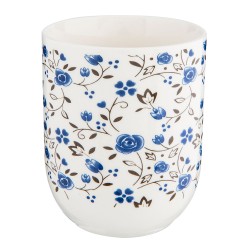 Clayre & Eef Mok  set van 6 stuks  100 ml Blauw Wit Porselein Rond Bloemen Theemok