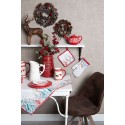 Clayre & Eef Theedoek  set van 6 stuks  50x70 cm Wit Rood Katoen Hert Keukenhanddoek