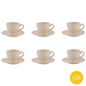 Clayre & Eef Kop en schotel set van 6 stuks schotel  200 ml Beige Keramiek Rond Kip Servies