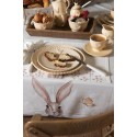 Clayre & Eef Kop en schotel set van 6 stuks schotel  200 ml Beige Keramiek Rond Kip Servies