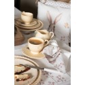 Clayre & Eef Kop en schotel set van 6 stuks schotel  200 ml Beige Keramiek Rond Kip Servies