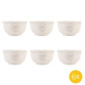 Clayre & Eef Soepkom  set van 6 stuks  Ø 12 cm Beige Keramiek Rond Hart Serveerkom