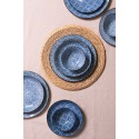 Clayre & Eef Soepbord  set van 6 stuks  Ø 20x4 cm Blauw Keramiek Rond Bloemen Soepkom