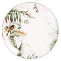 Clayre & Eef Dinerbord  set van 6 stuks  Ø 26 cm Wit Groen Porselein Rond Vogels Eetbord