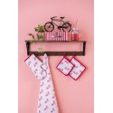 Clayre & Eef Theedoek  set van 6 stuks  50x70 cm Rood Wit Katoen Fiets Keukenhanddoek