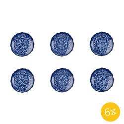 Clayre & Eef Deurknop  set van 6 stuks  Ø 4x4 cm Blauw Keramiek Rond Bloem Meubelknop