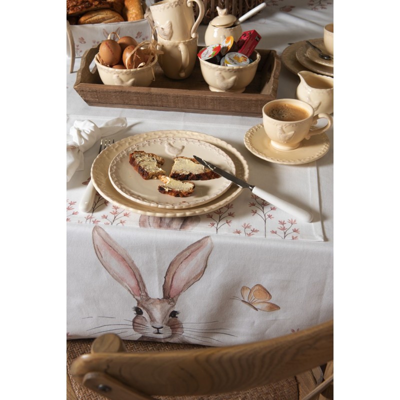 Clayre & Eef Dinerbord  set van 6 stuks  Ø 26 cm Beige Keramiek Rond Kip Eetbord