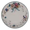 Clayre & Eef Dinerbord  set van 6 stuks  Ø 26 cm Wit Roze Porselein Rond Bloemen Eetbord