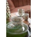 Clayre & Eef Kop en schotel set van 6 stuks schotel  200 ml Wit Keramiek Rond Hert Servies