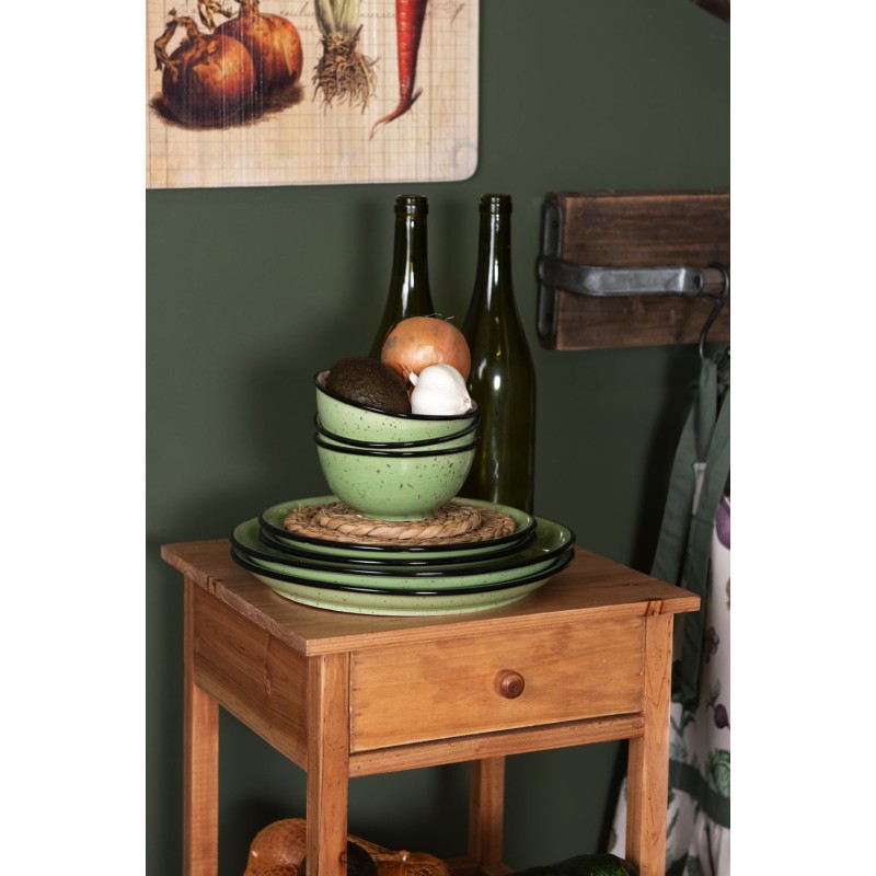 Clayre & Eef Dinerbord  set van 6 stuks  Ø 27 cm Groen Keramiek Rond Eetbord