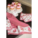 Clayre & Eef Theedoek  set van 6 stuks  50x70 cm Rood Wit Katoen Cupcakes Vaatdoek