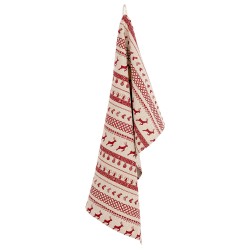 Clayre & Eef Theedoek  set van 6 stuks  50x85 cm Rood Beige Katoen Rechthoek Kerst Vaatdoek