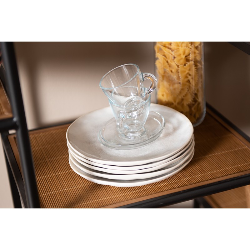 Clayre & Eef Kop en schotel set van 6 stuks schotel  85 ml Glas Servies