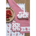 Clayre & Eef Gastendoekje  set van 6 stuks  40x66 cm Wit Roze Katoen Rechthoek Cupcake Toilet Handdoek