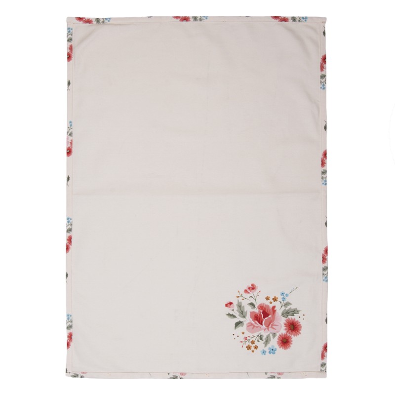 Clayre & Eef Theedoek  set van 6 stuks  50x70 cm Beige Katoen Rozen Keukenhanddoek