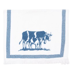 Clayre & Eef Gastendoekje  set van 6 stuks  40x66 cm Wit Blauw Katoen Koeien Toilet handdoek